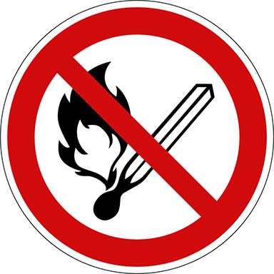 Verbotsschild Feuer, offenes Licht und Rauchen verboten Aluminium31,5 cm
