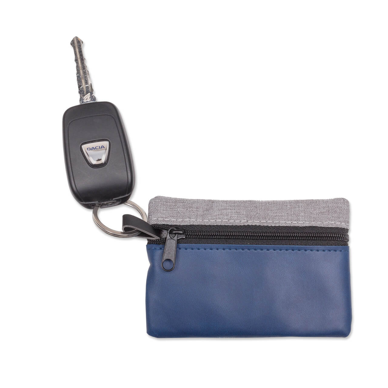 Blaue Schlüsseltasche mit Schlüssel