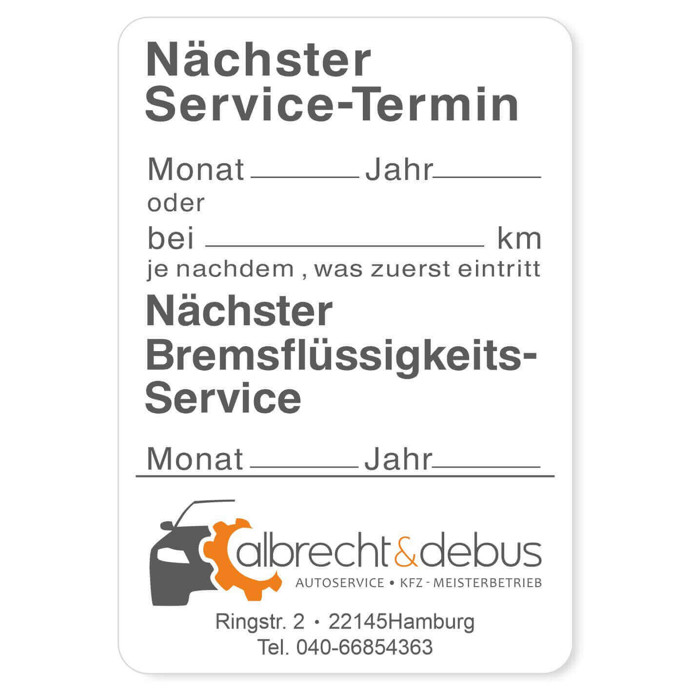 Aufkleber Nächster Service Beispiel 2