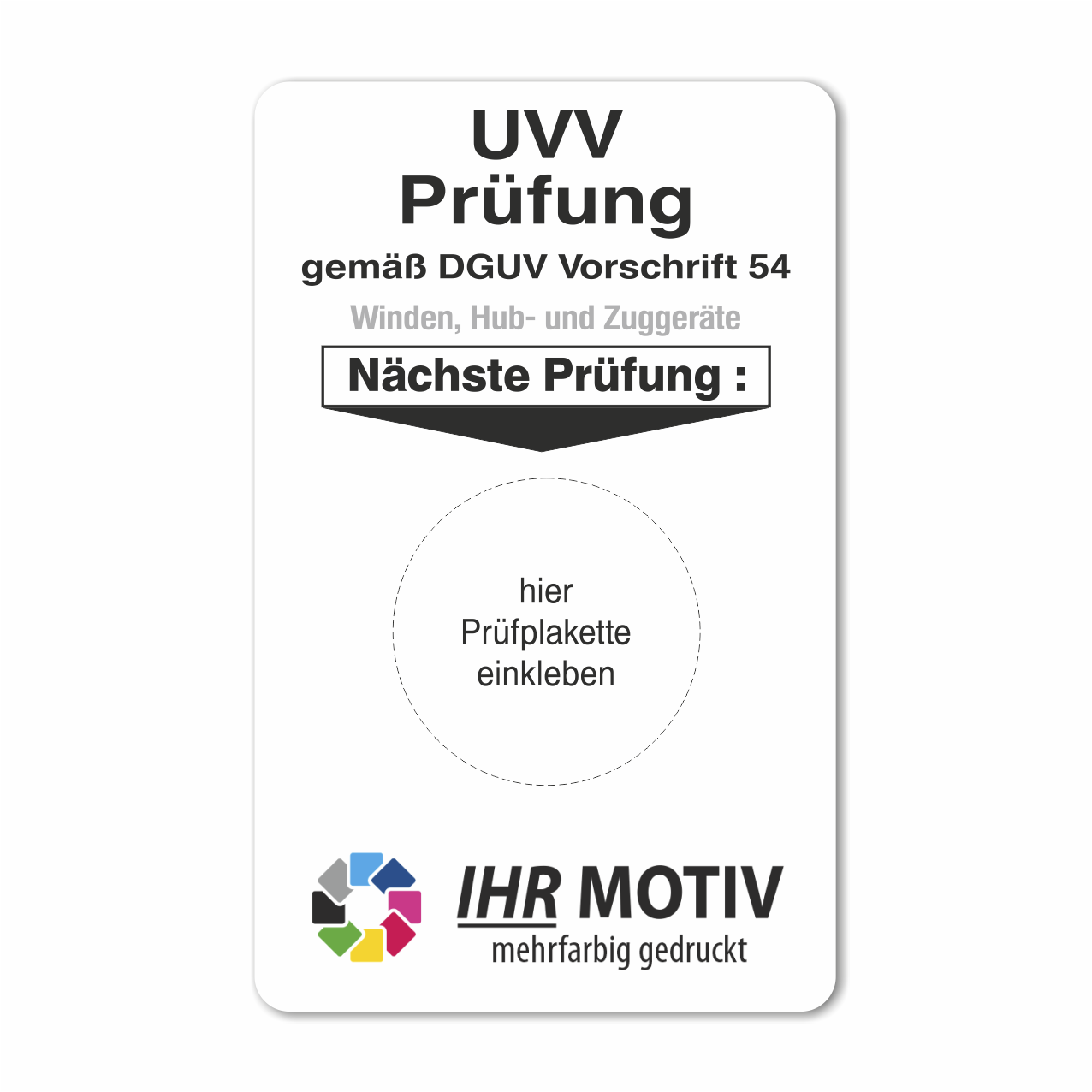 Vorschau: Grundplakette DGUV Vorschrift 54, Winden, Hub- u. Zuggeräte (BGV D8)