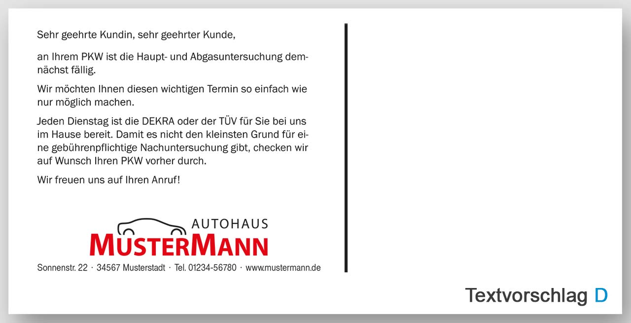 Vorschau: Maxi-Postkarte HU/AU-Erinnerung, Motiv Plakettentausch