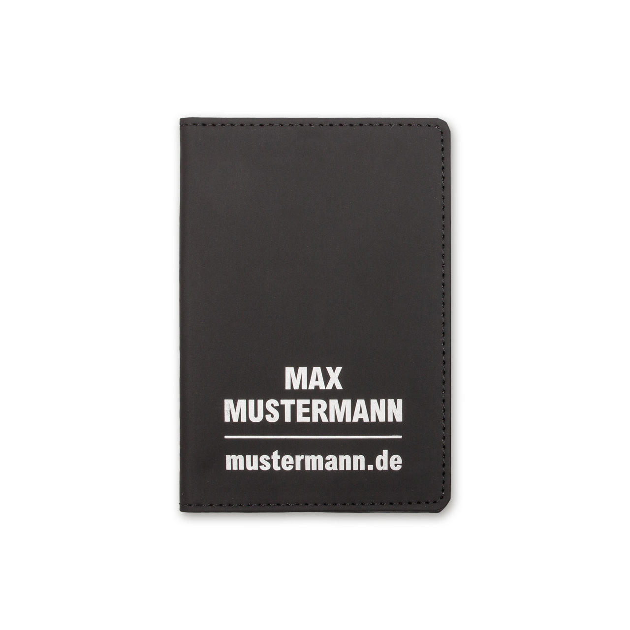 Blackmaxx Ausweistasche aus Kunstleder mit farbiger Ziernaht  schwarz