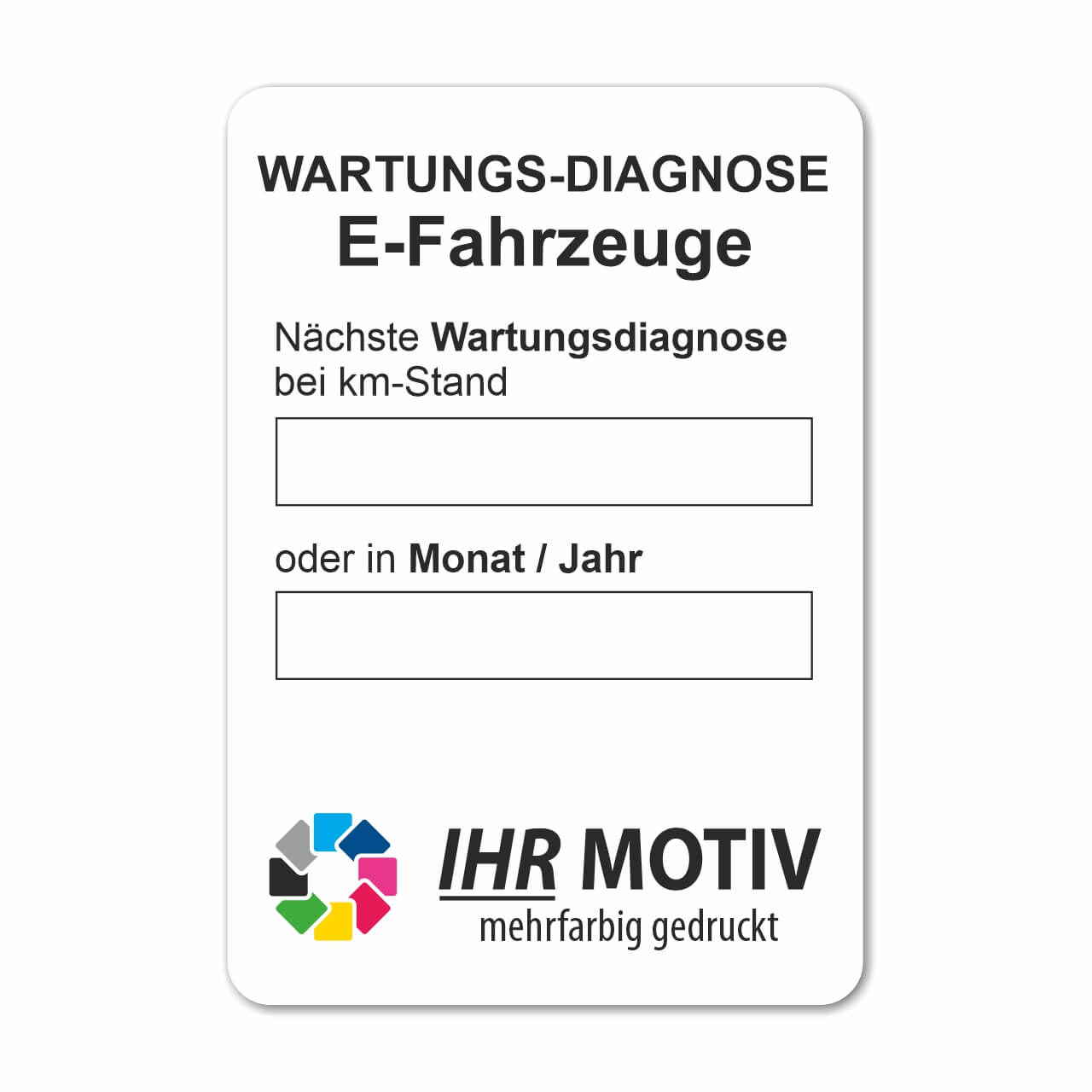 Vorschau: Service-Aufkleber für E-Fahrzeuge aus PVC-Folie, Größe: 45 x 65 mm, Motiv Wartungs-Diagnose