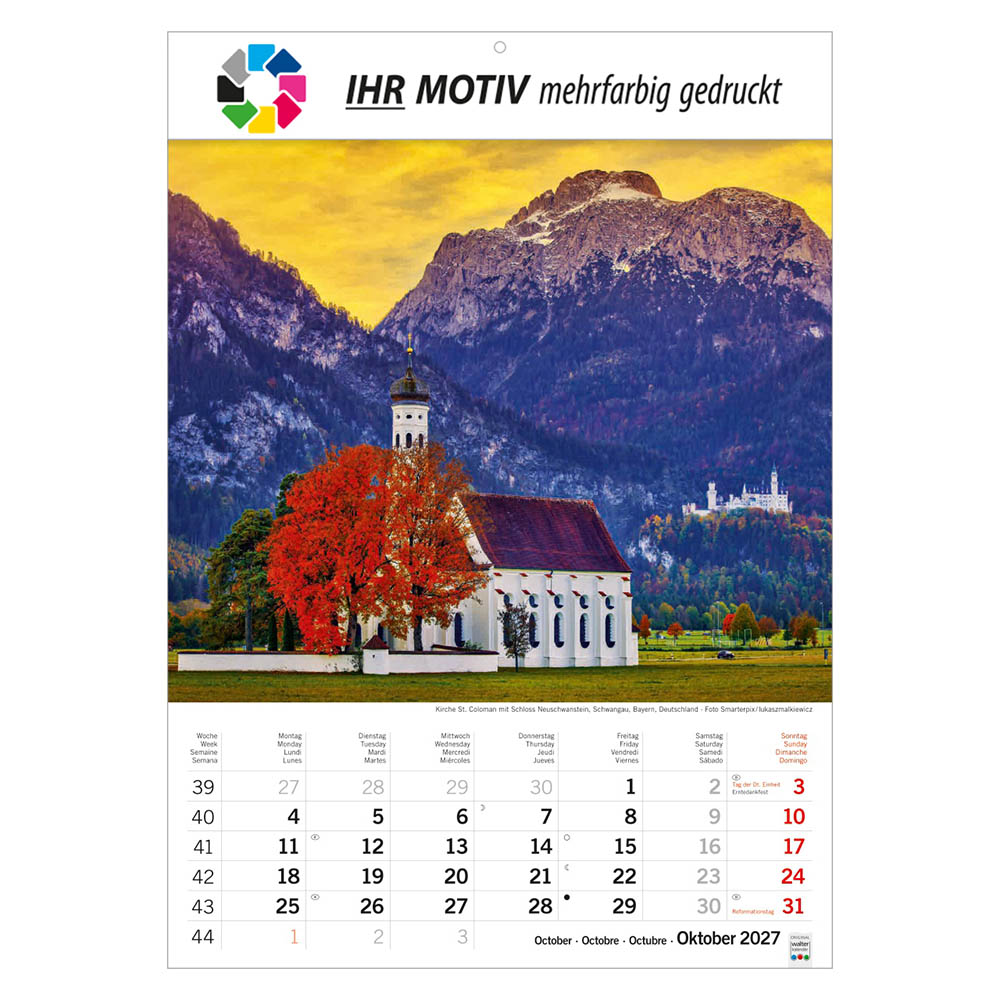 Bildkalender Sonnentage Alpen, Ausgabe 2027 Monat Oktober
