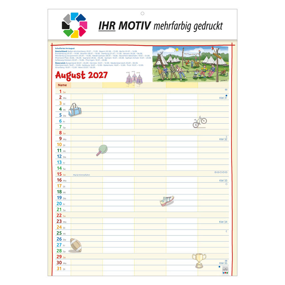 Bildkalender Unser Familienplaner, Ausgabe 2027 Monat August