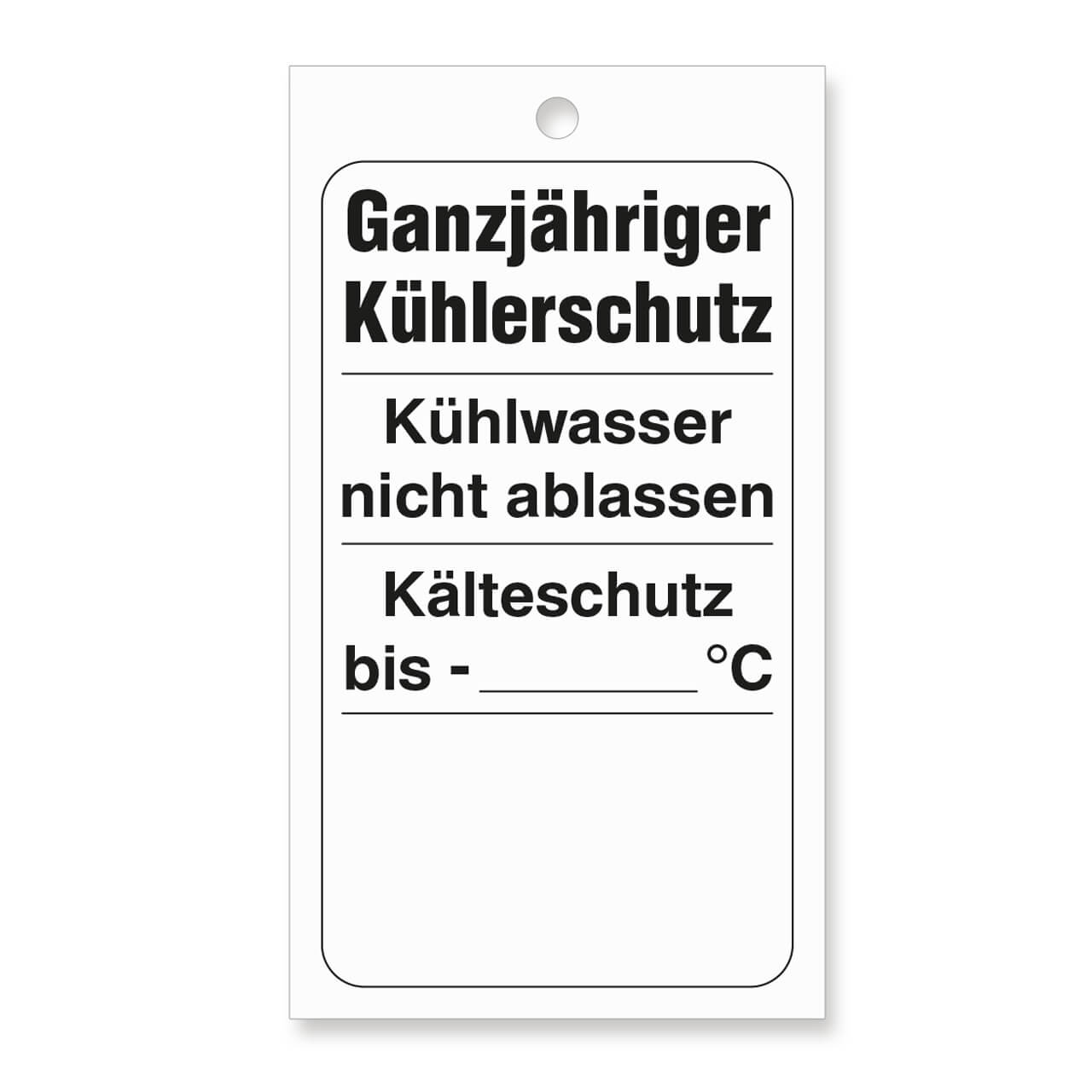 Vorschau: Kühlwasser-Anhänger, Größe 50 x 90 mm, ohne Firmeneindruck