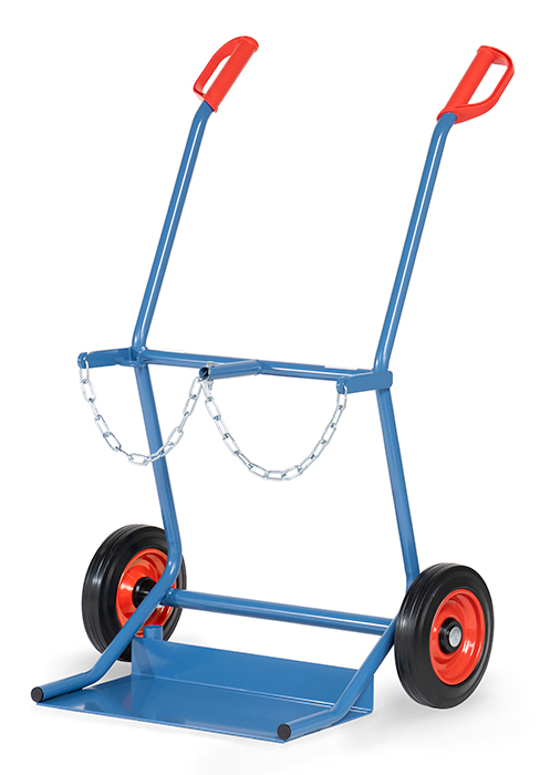 Vorschau: Fetra Stahlflaschenkarre Vollgummiräder 250 x 60 mm für 2 Stahlflaschen 20 Liter