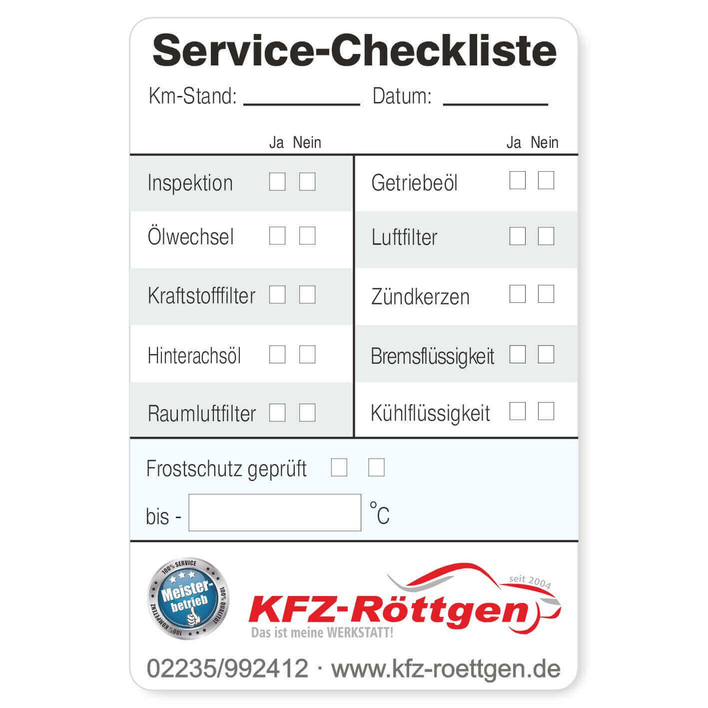 Service Checkliste 3 Beispiel 3