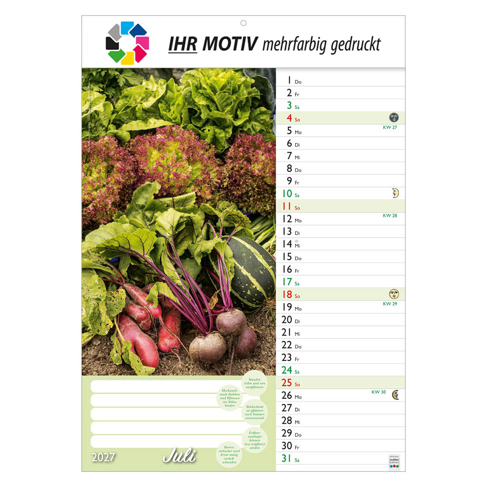 Bildkalender Günthers Gartenplaner, Ausgabe 2027 Monat Juli