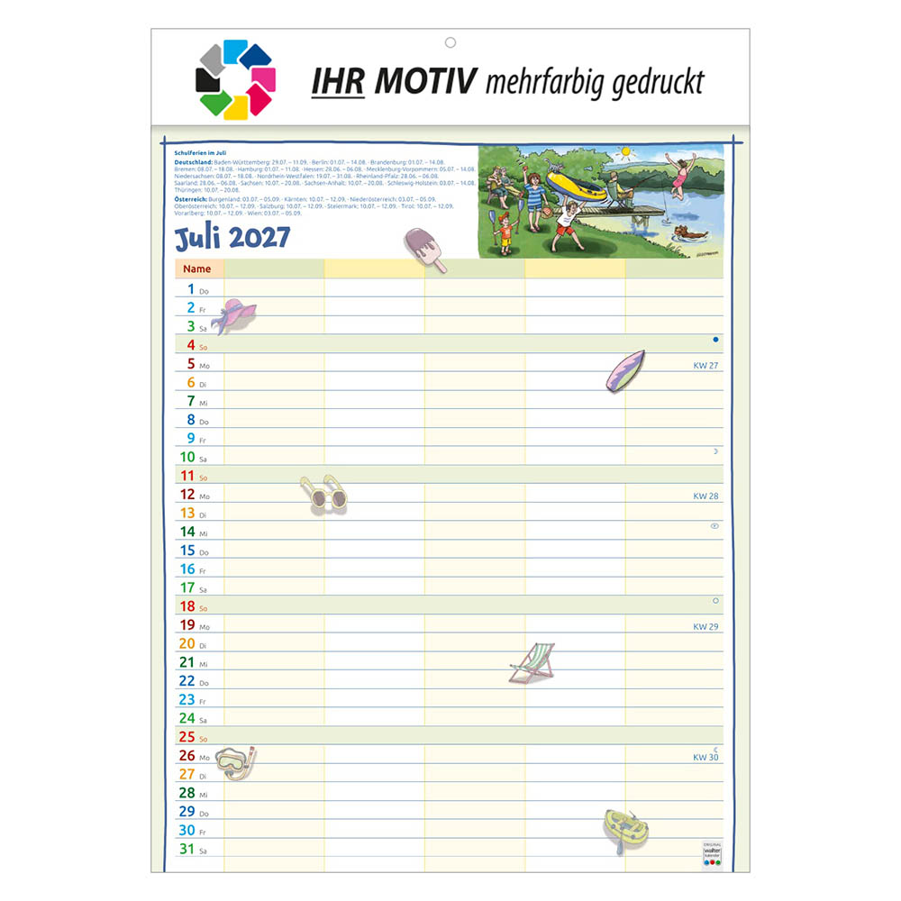 Bildkalender Unser Familienplaner, Ausgabe 2027 Monat Juli