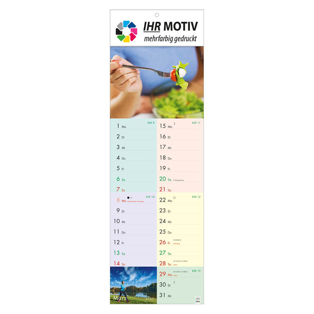Streifenkalender fit und gesund, Ausgabe 2027 Monat März
