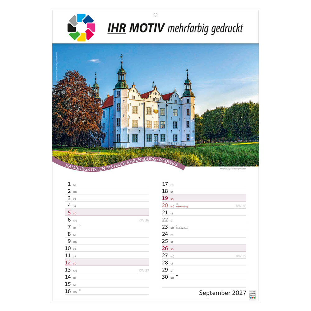 Bildkalender Rad- und Wanderwege, Ausgabe 2027 Monat September