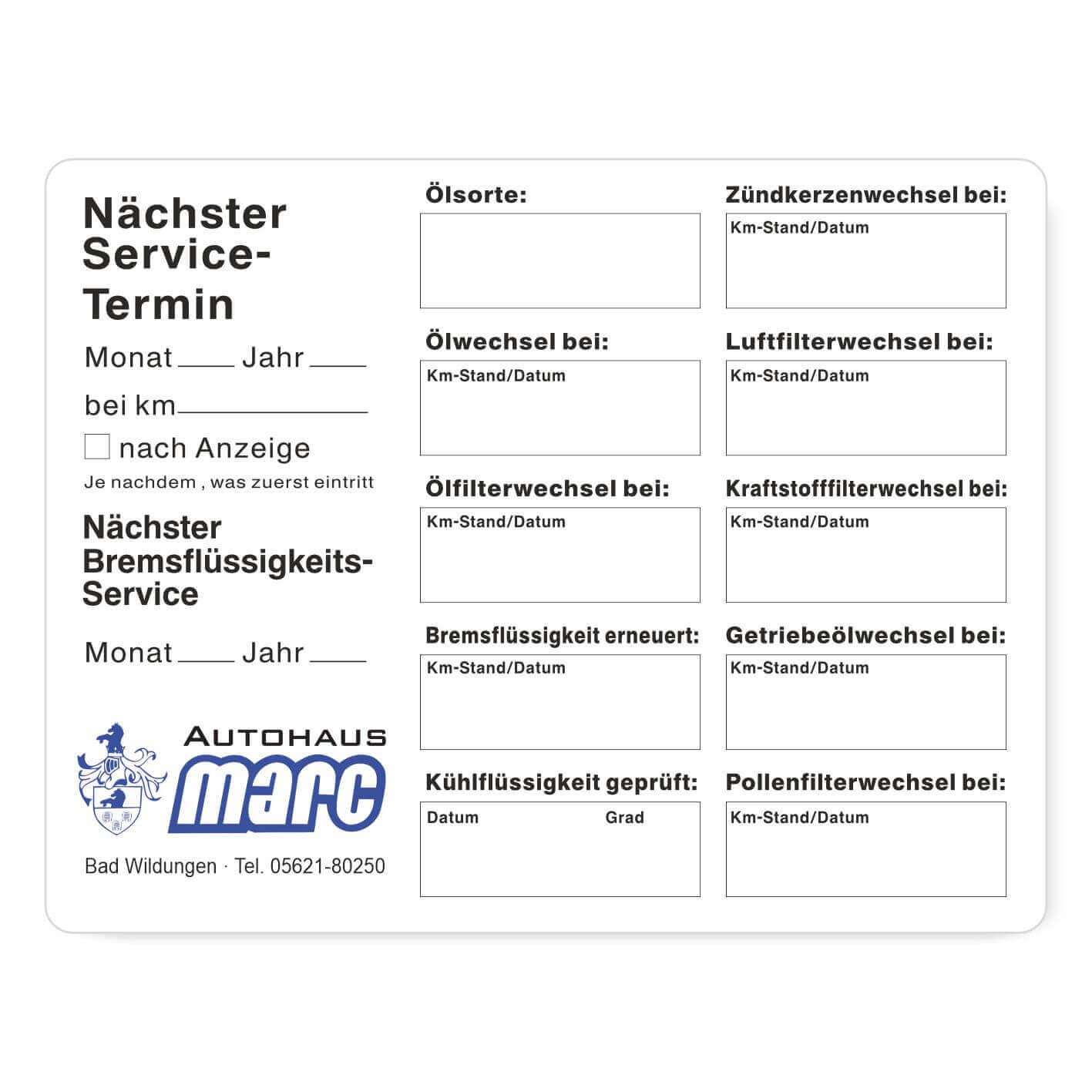 Service Checkliste 8 Beispiel 1