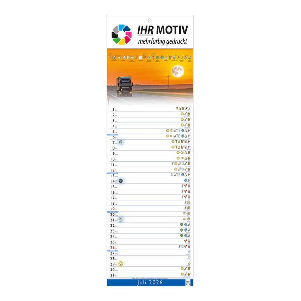 Streifenkalender Mondkalender Monat Juli