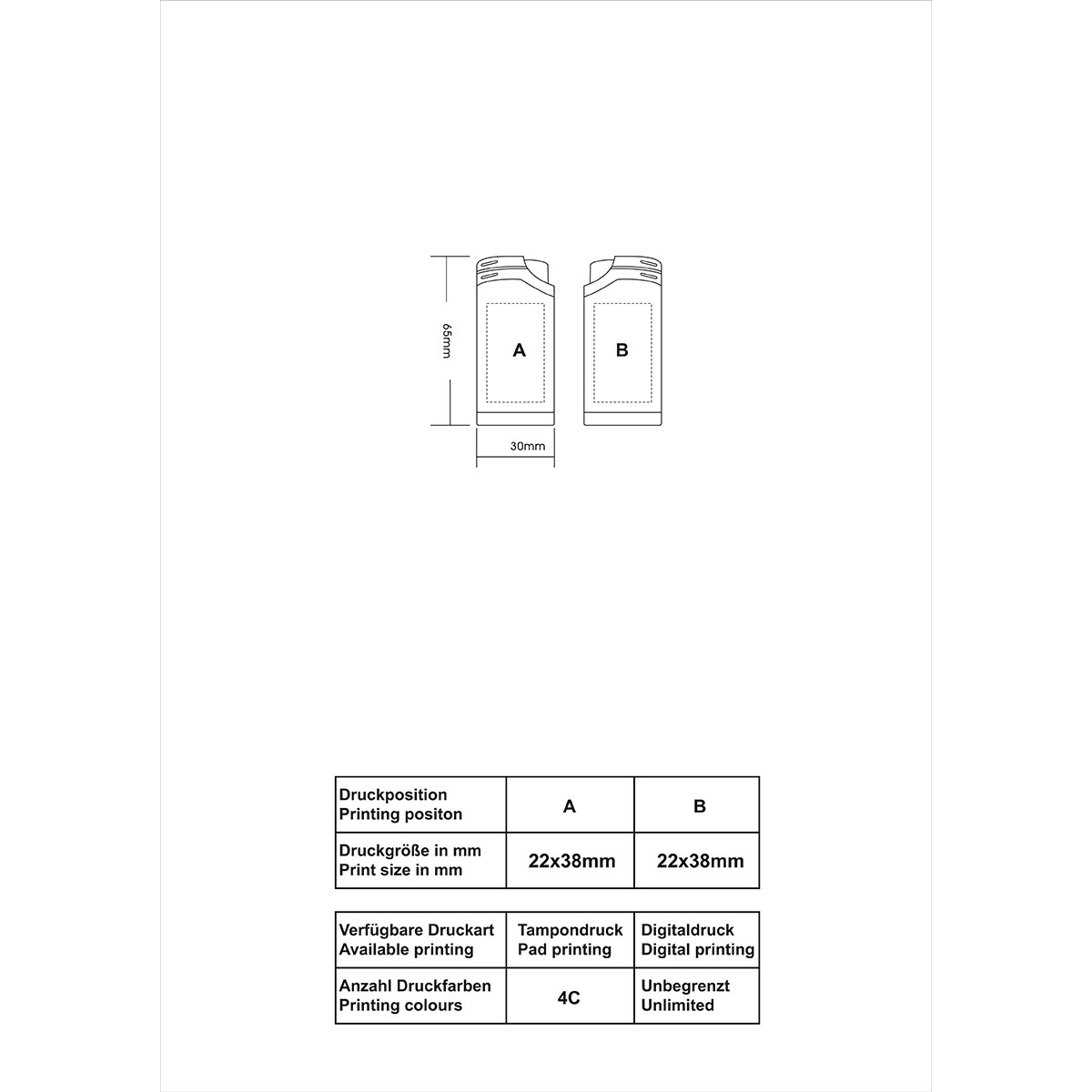 unilite® BILBAO 01 Metall-Feuerzeug Skizze