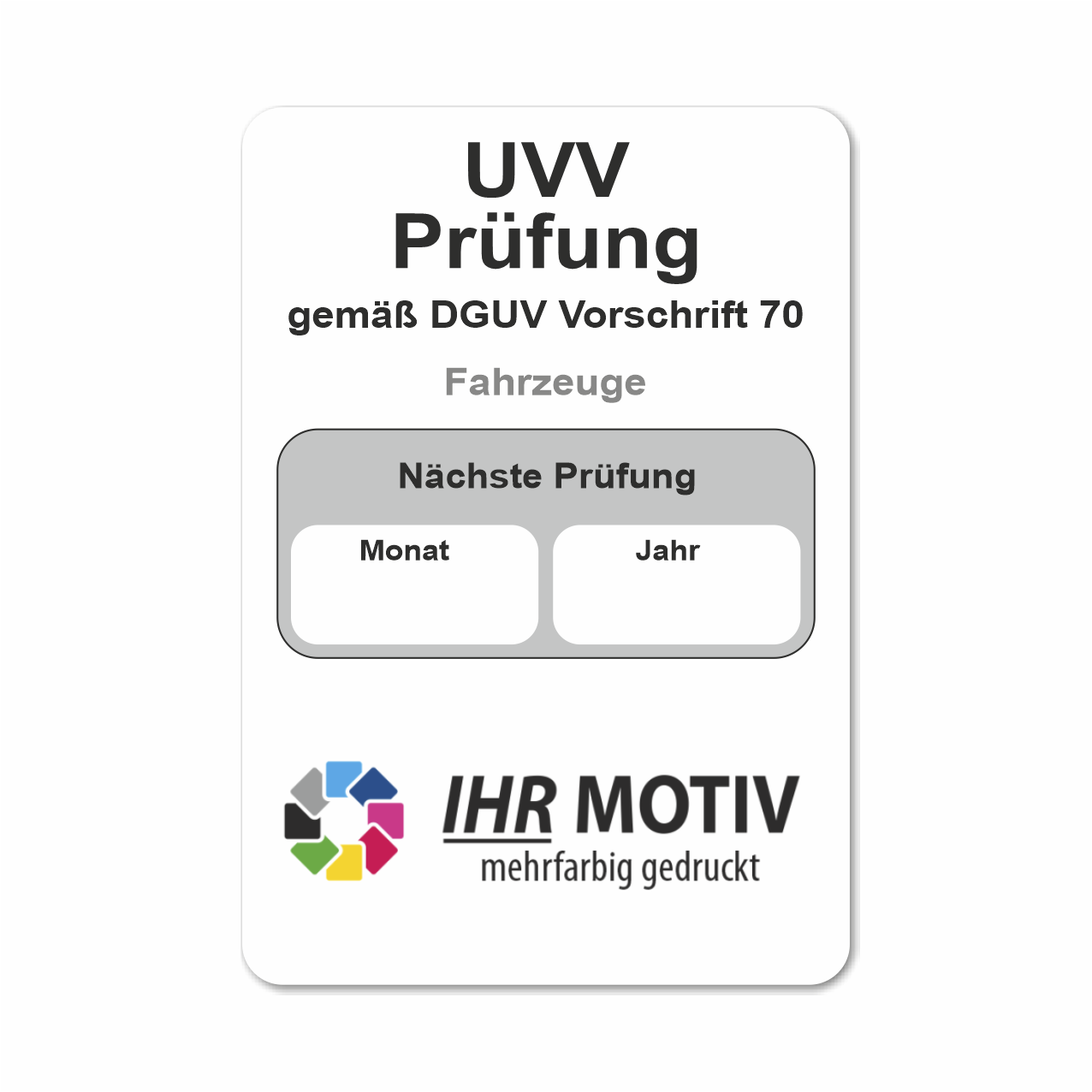 Vorschau: UVV Aufkleber mit DGUV Vorschrift zur Auswahl