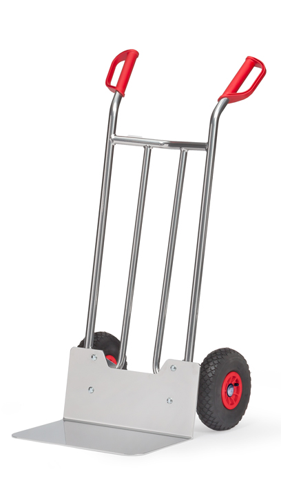 Vorschau: Fetra Alu-Sackkarre Lufträder 260 x 85 mm bis 150 kg Höhe 1150 mm breite Schaufel