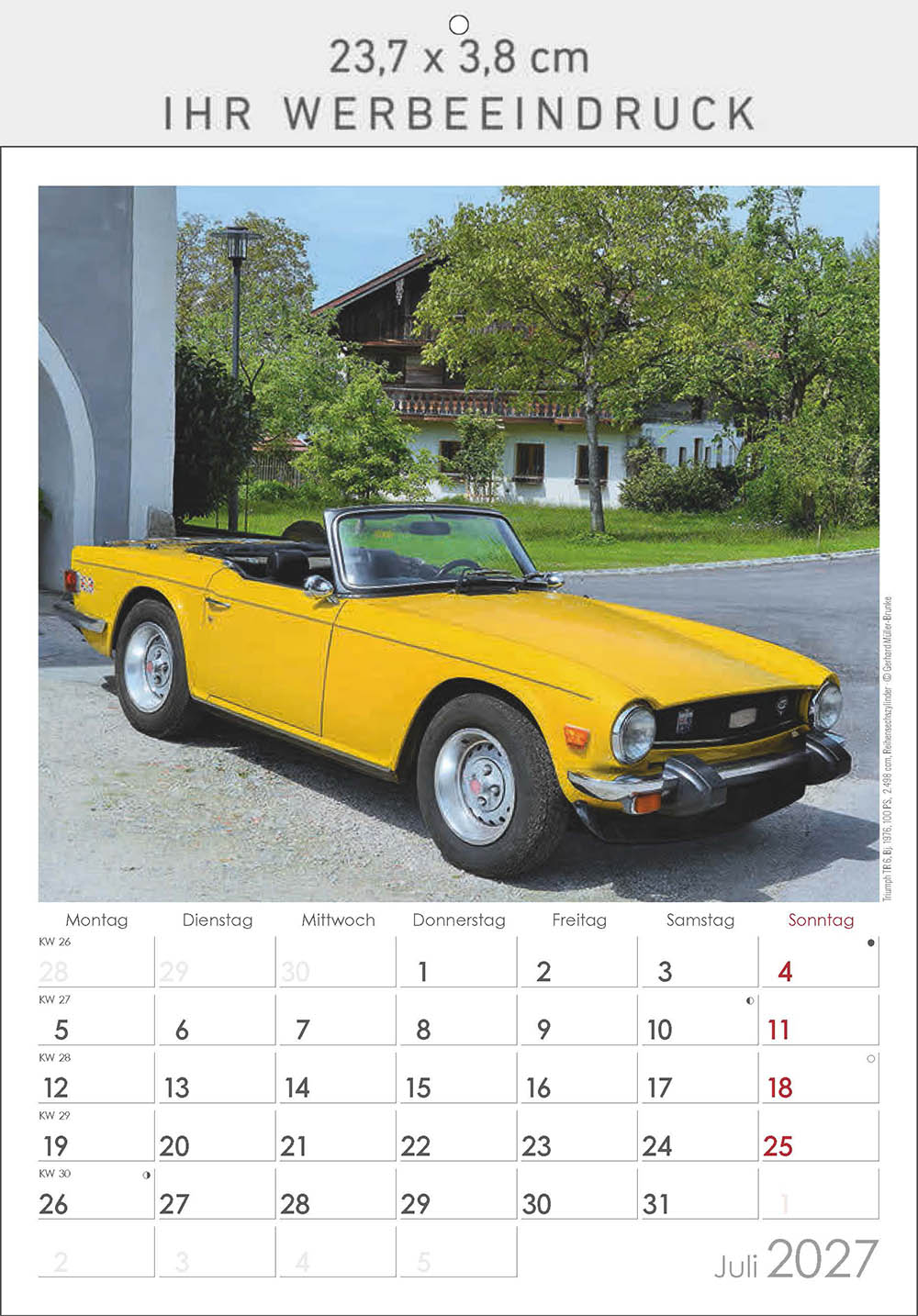 Bildkalender Oldtimer, Ausgabe 2027 Monat Juli