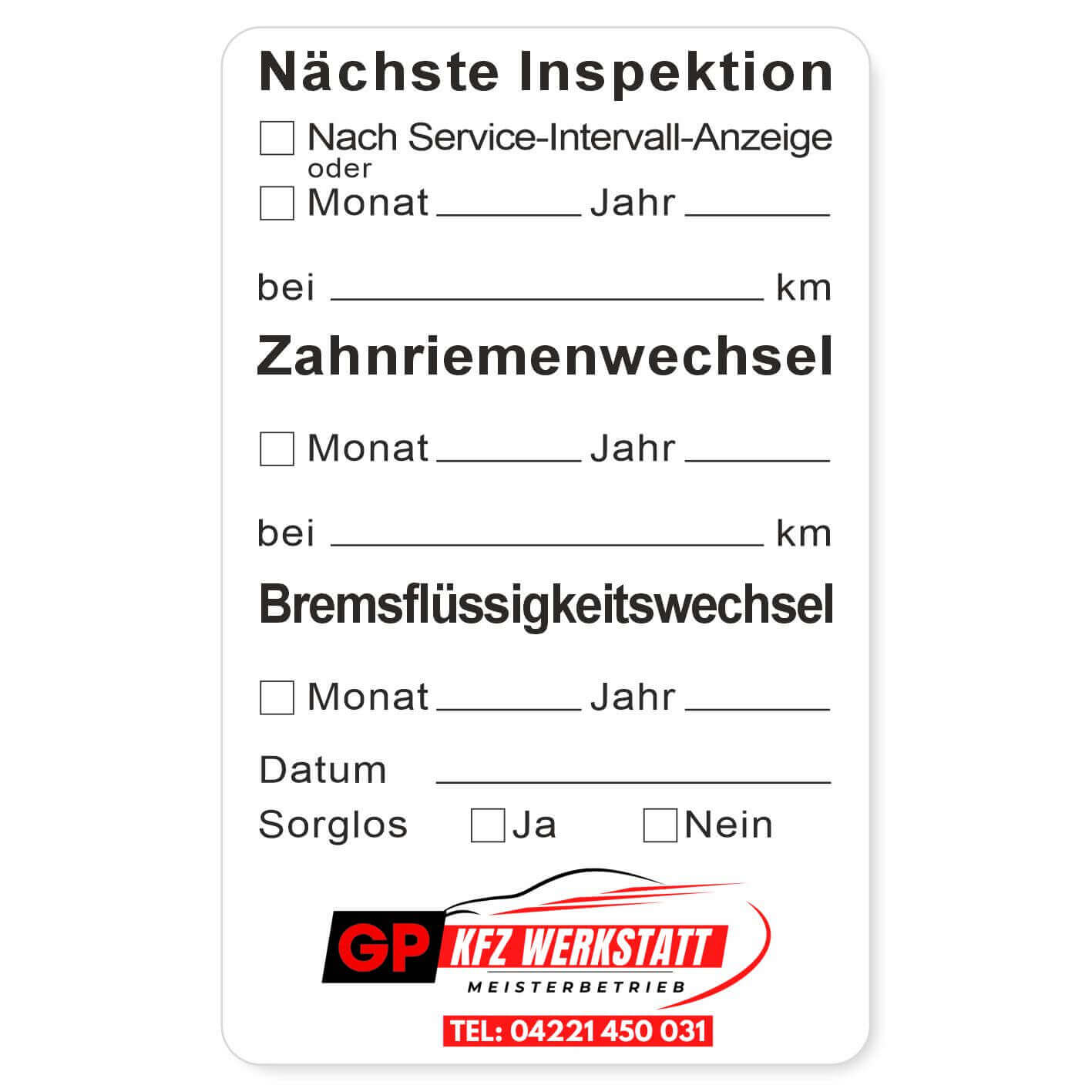 Nächste Inspektion Beispiel 1
