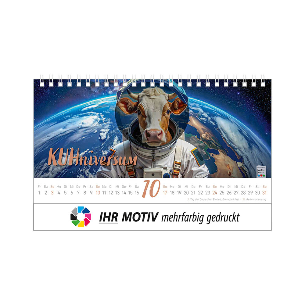 Tischaufsteller Tierische Ku(h)riositäten, Ausgabe 2027 Monat Oktober