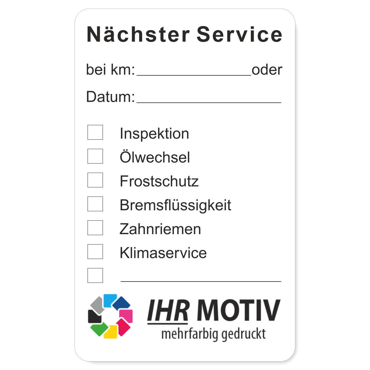Vorschau: Service-Aufkleber aus PVC-Folie, Größe: 50 x 80 mm, Motiv Servicetermine