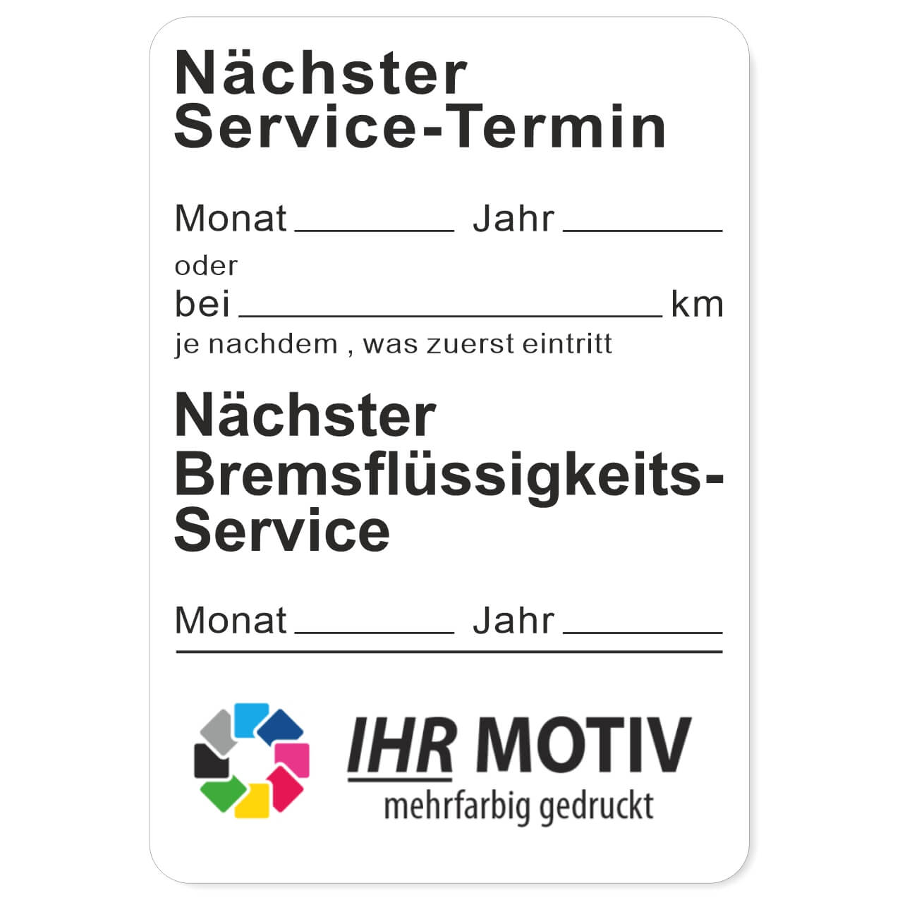 Aufkleber Nächster Service