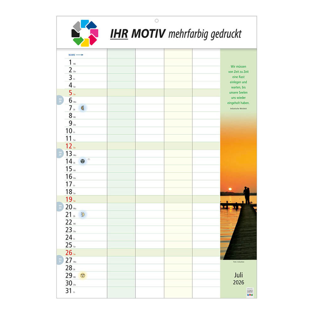 Bildkalender Familienkalender Monat Juli