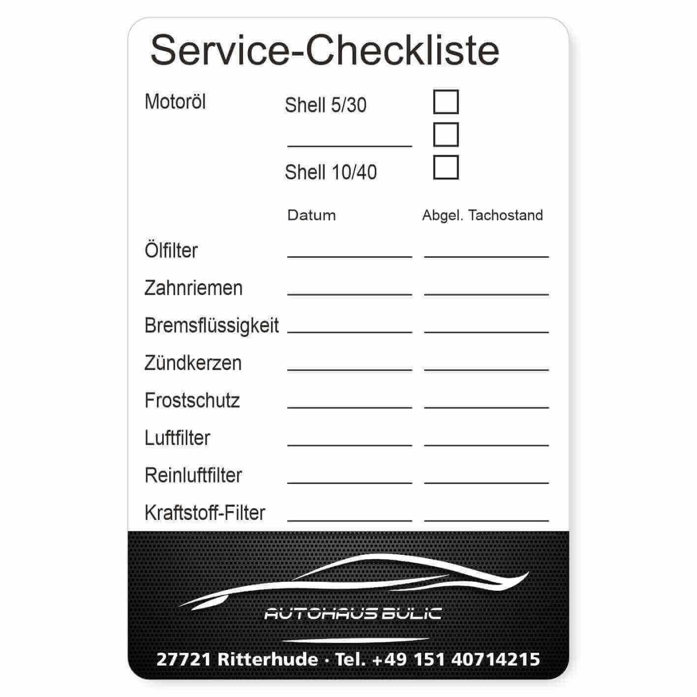 Service Checkliste 2 Beispiel 1