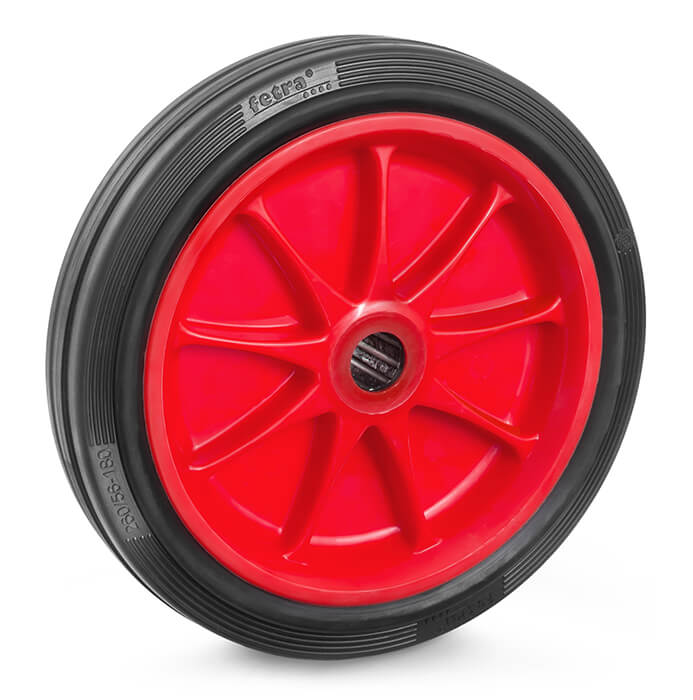 Vorschau: Fetra Vollgummirad 260 x 56 mm "fetra" Kunststoff-Felge rot, NL 75, Bo 25