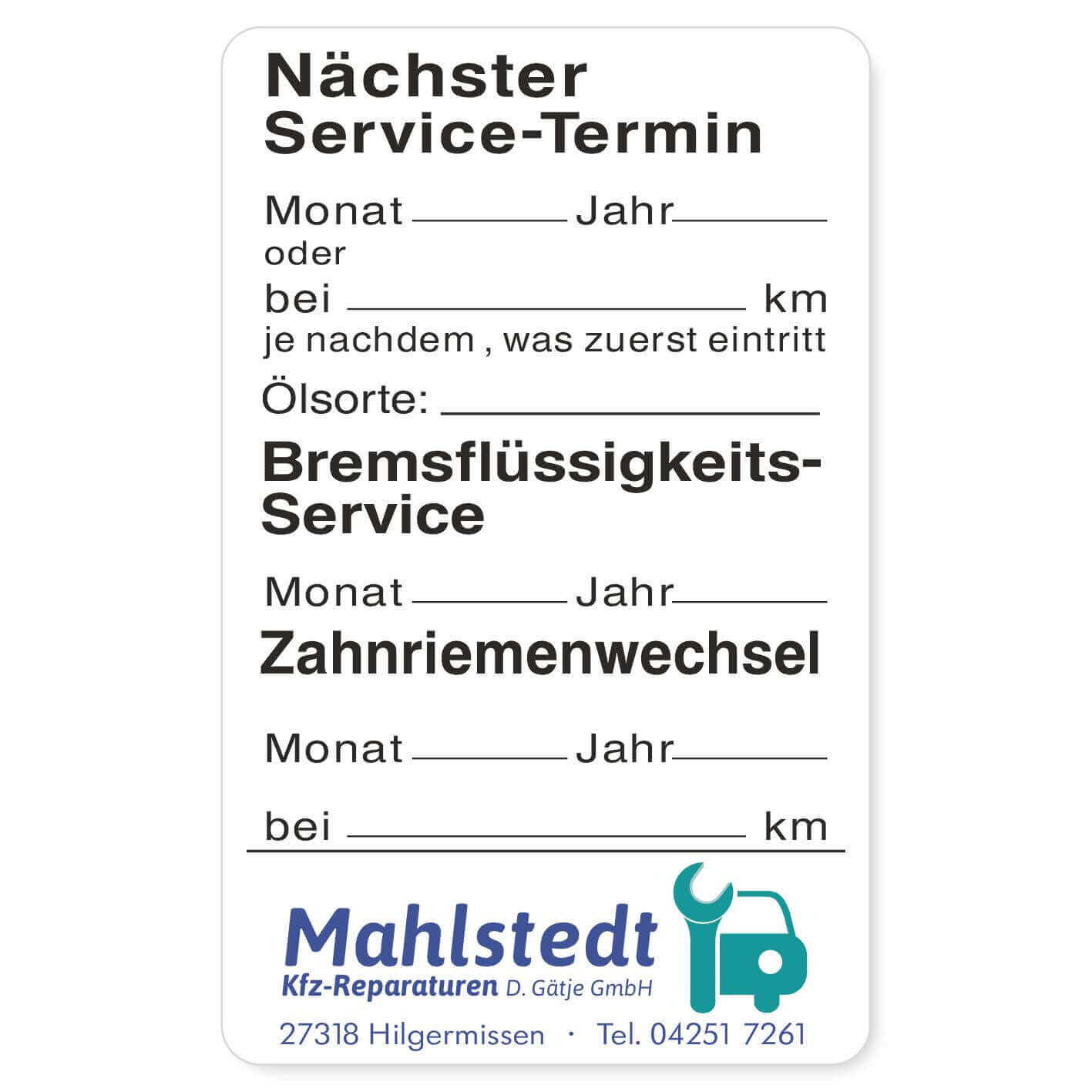 Nächster Service, Bremsflüssigkeits-Service Beispiel 2