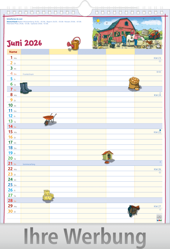 Vorschau: Bildkalender Familienplaner mit Wire-O Bindung, Ausgabe 2027