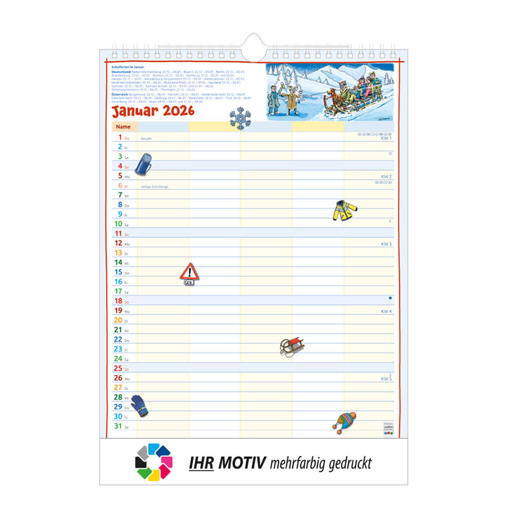 Unser Familienplaner Monat Januar