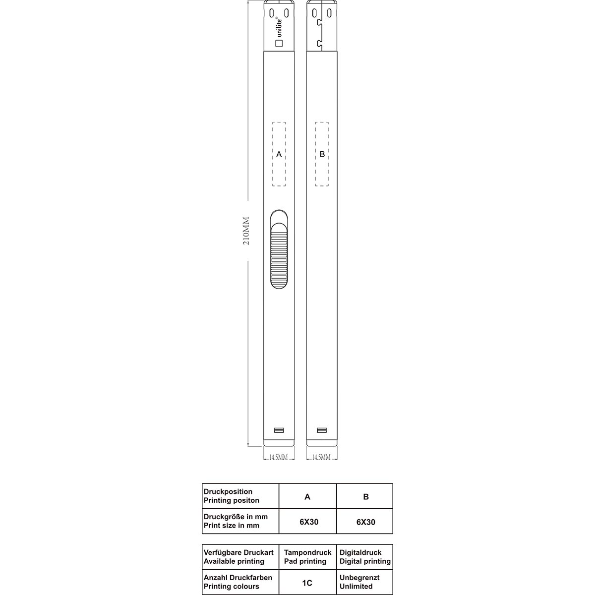 TOM® BB-333 061 Stabfeuerzeug Skizze