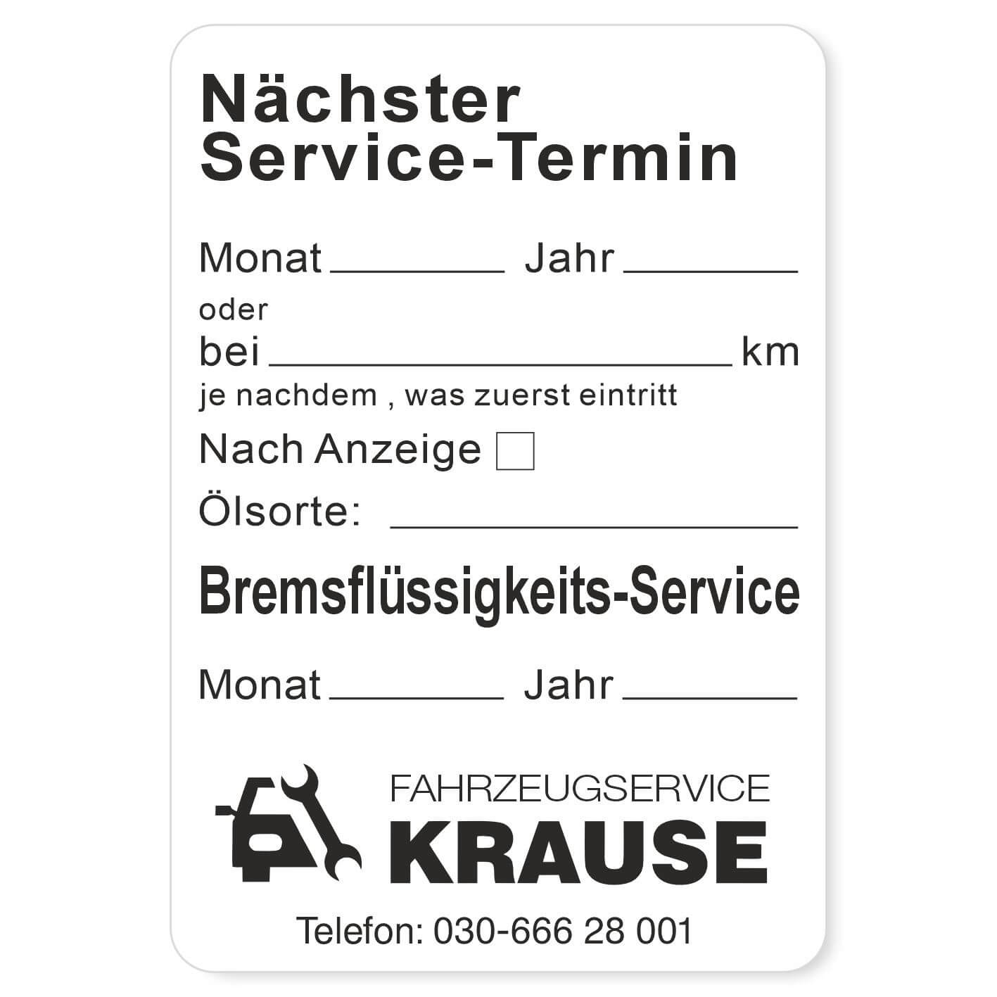 Nächster Service, Bremsflüssigkeits-Service Beispiel 2