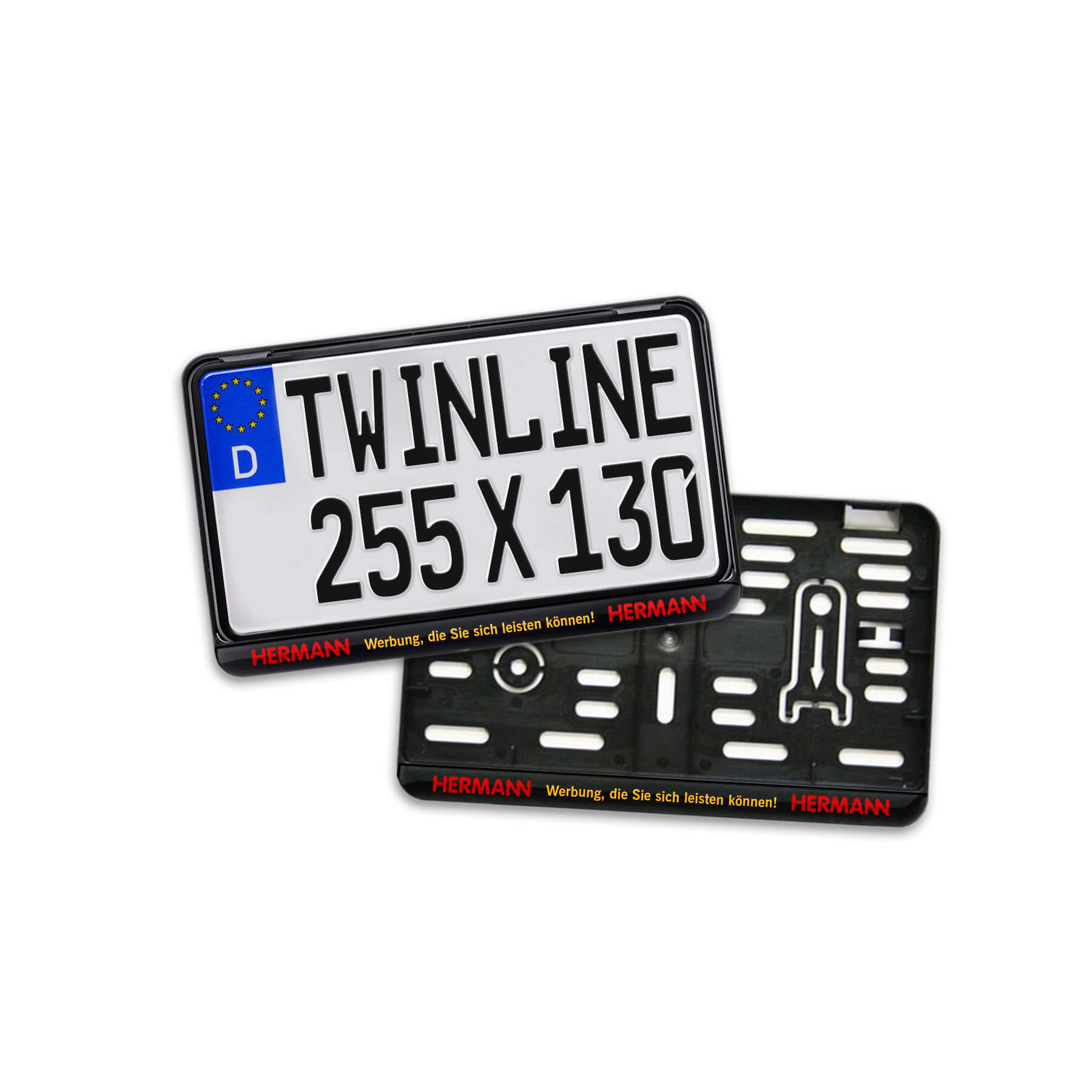 Kennzeichenhalter TWINLINE schwarz Größe: 255 x 130 mm für Motorräder und Landmaschinen 4c Doming