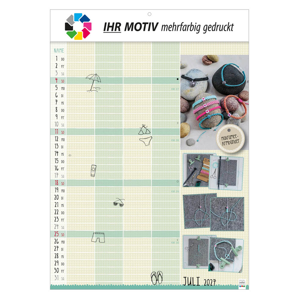 Bildkalender Selbstgemacht, Ausgabe 2027 Monat Juli