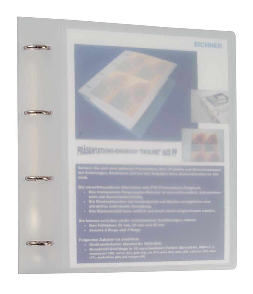 Präsentationsringbuch aus PP 4-Ring Combi transparent