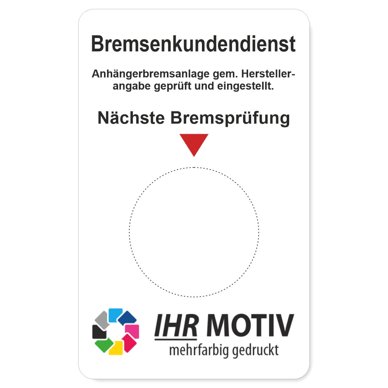 Vorschau: Service-Aufkleber aus PVC-Folie, Größe: 50 x 80 mm, Motiv Bremsenkundendienst
