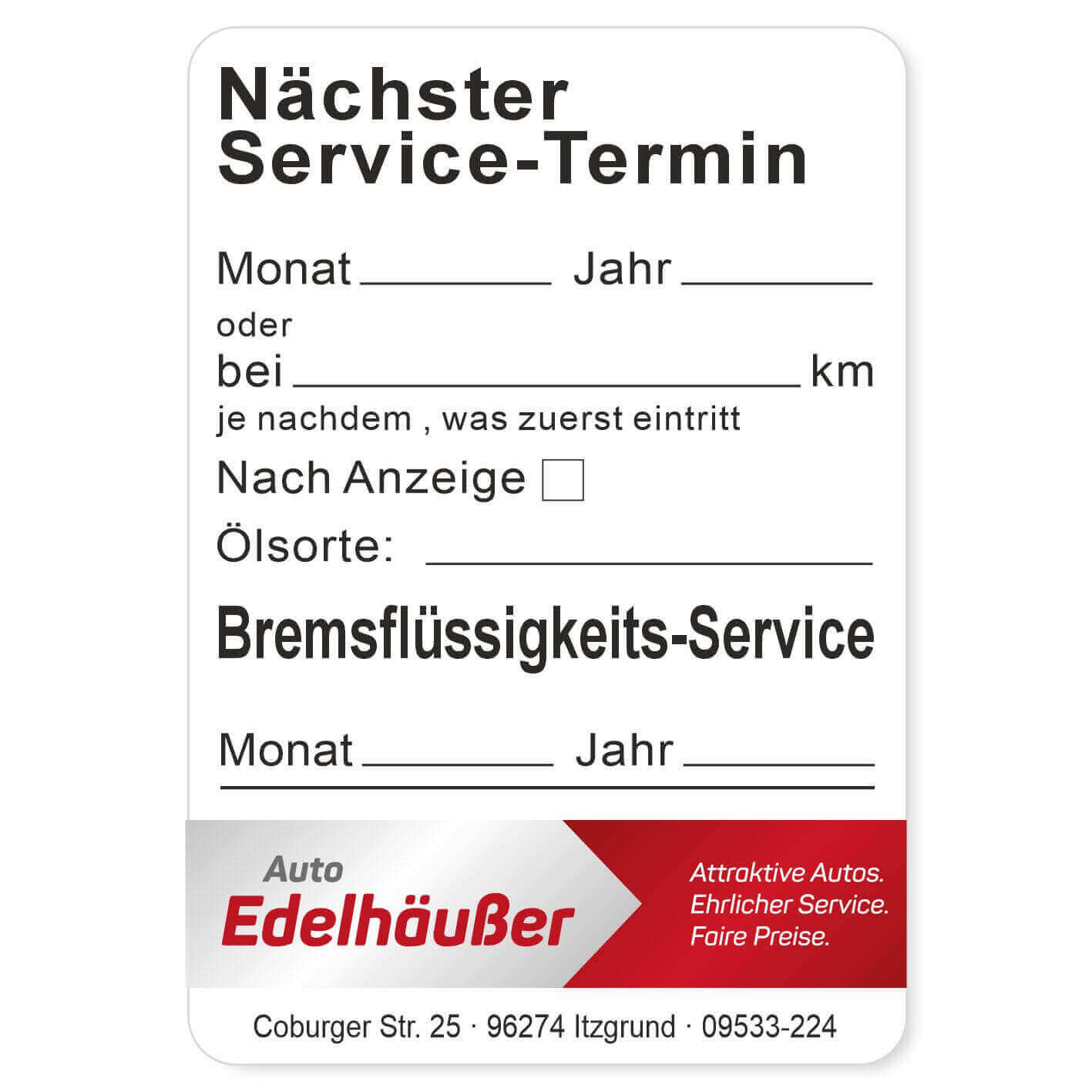 Nächster Service, Bremsflüssigkeits-Service Beispiel 3