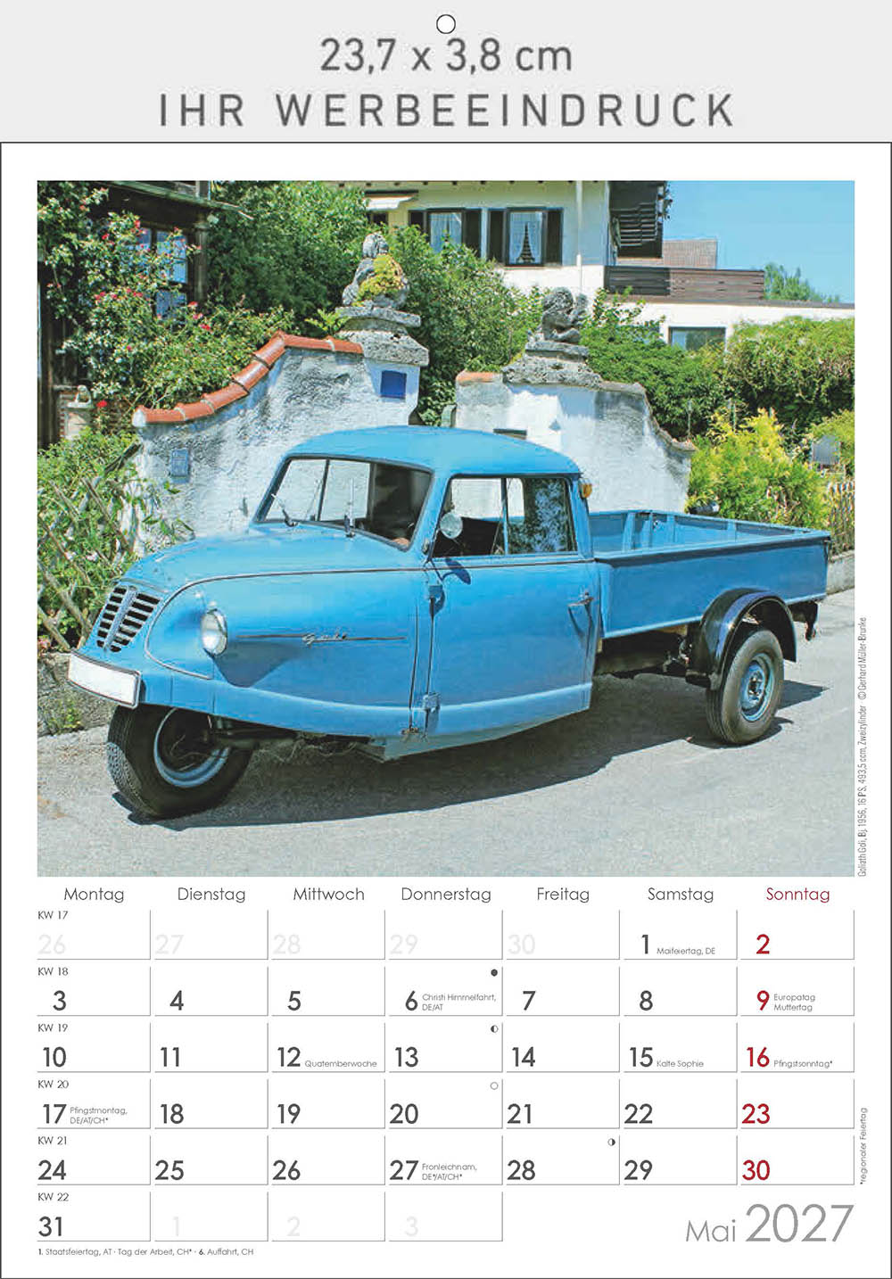 Bildkalender Oldtimer, Ausgabe 2027 Monat Mai