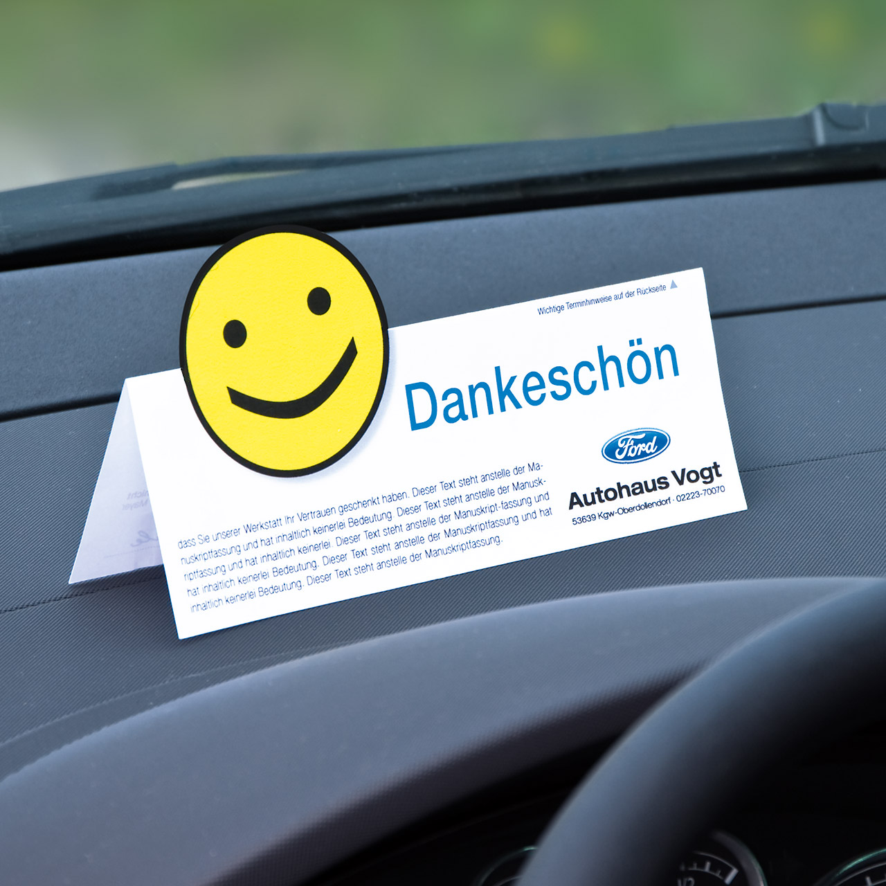 Vorschau: Armaturenbrett-Aufsteller, Stanzung Smily