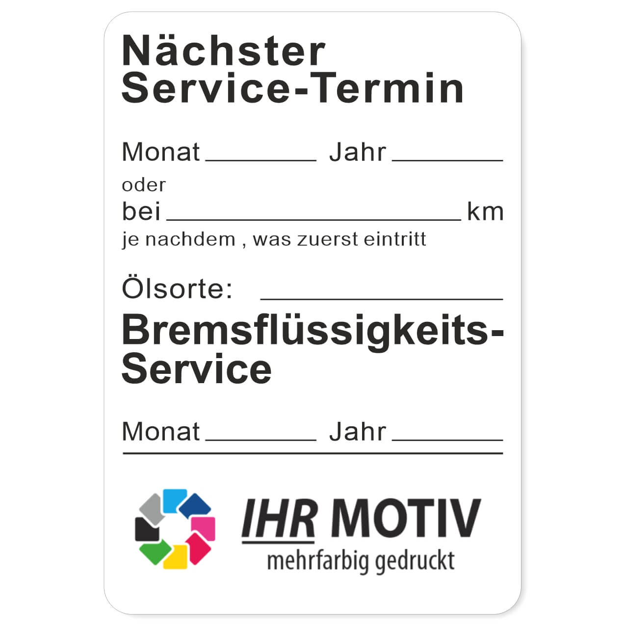 Nächster Service, Ölsorte, Bremsflüssigkeits-Service