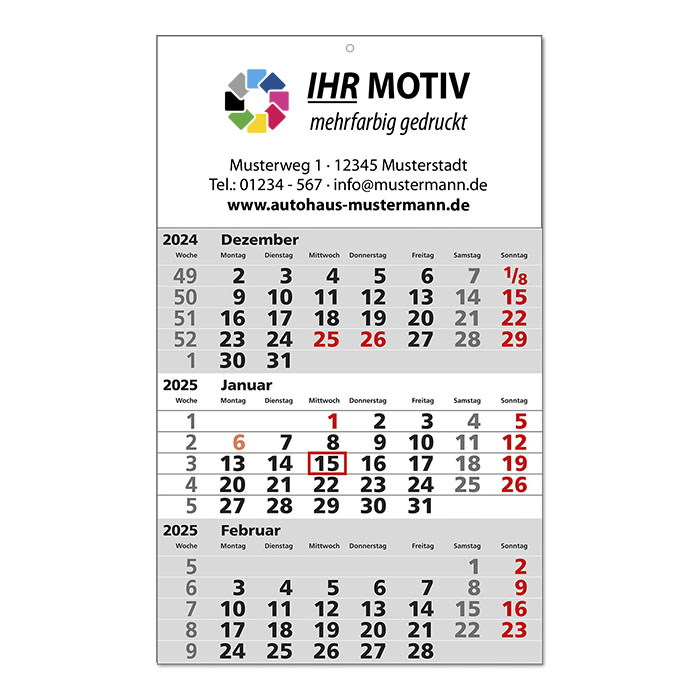 Vorschau: 3 Monatskalender Quartalo 2027