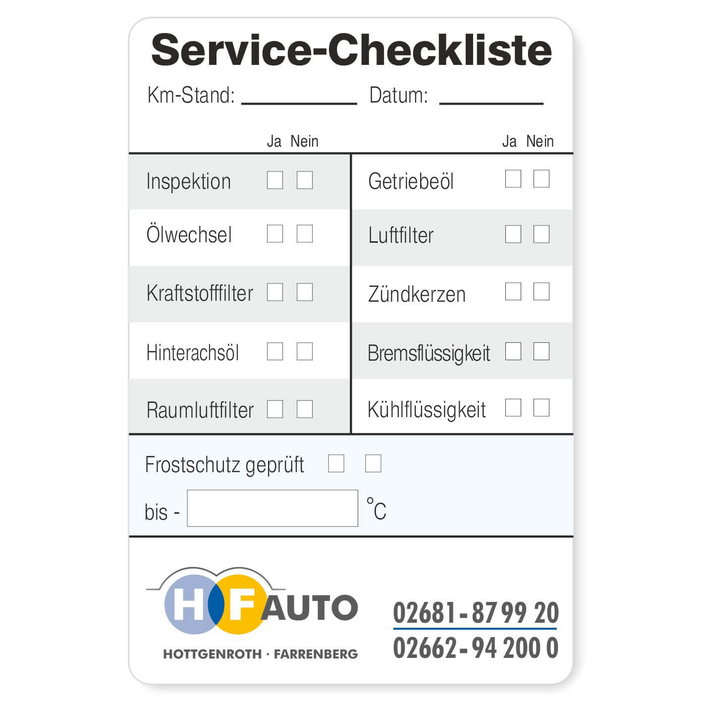 Service Checkliste 3 Beispiel 1
