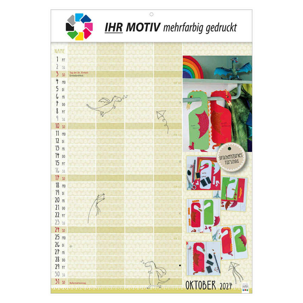 Bildkalender Selbstgemacht, Ausgabe 2027 Monat Oktober