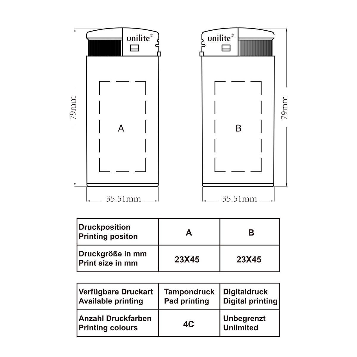 unilite® U-811 01 Elektronik-Feuerzeug Skizze