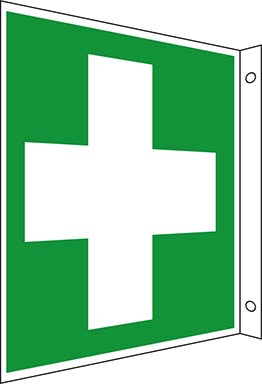 Rettungs-Fahnenschild Erste Hilfe Fahnenschild Aluminium, nachleuchtend15 x 15 cm