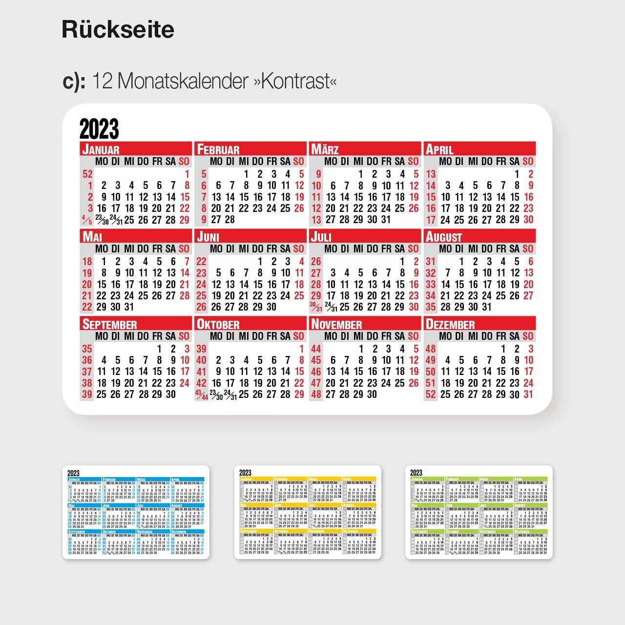 Vorschau: Scheckkartenkalender Ferien