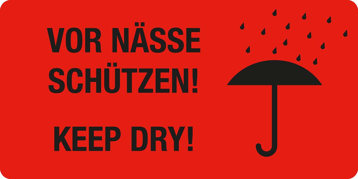 Verpackungsetiketten Vor Nässe schützen! rot
