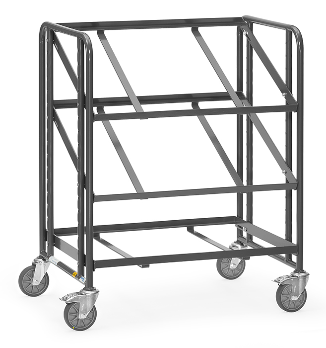 Fetra ESD-Eurokastenwagen 3 Etagen schiefergrau Ladefläche 825 x 610 mm